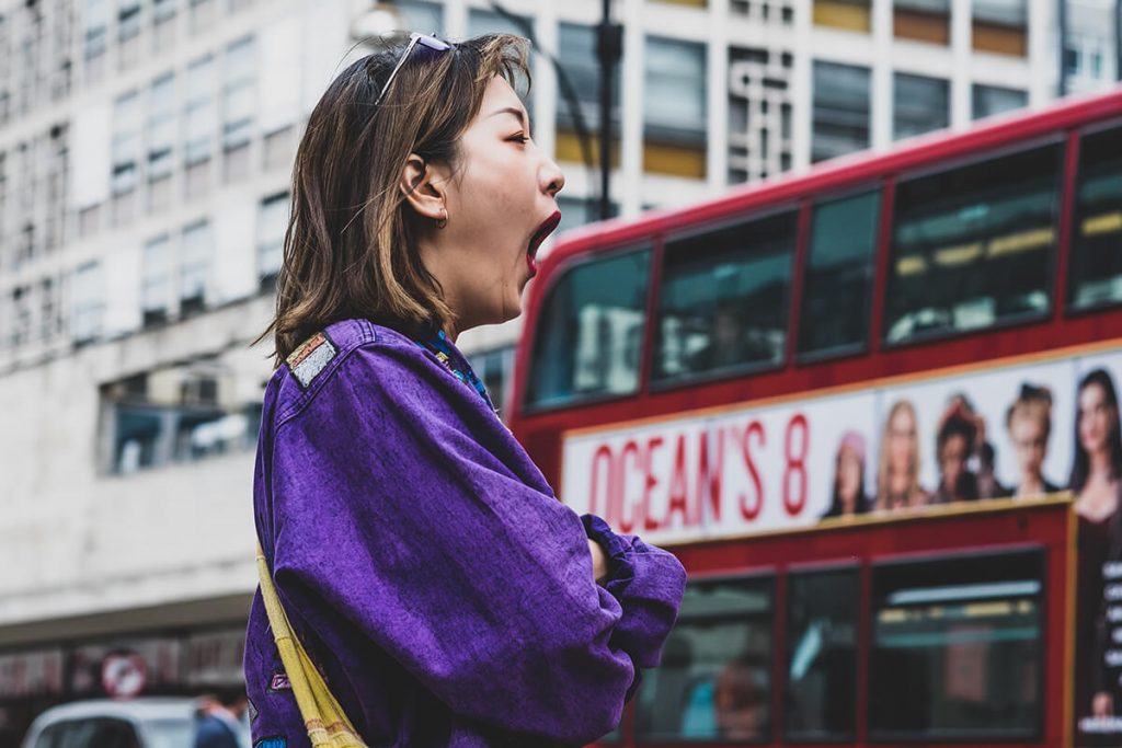 woman yawning